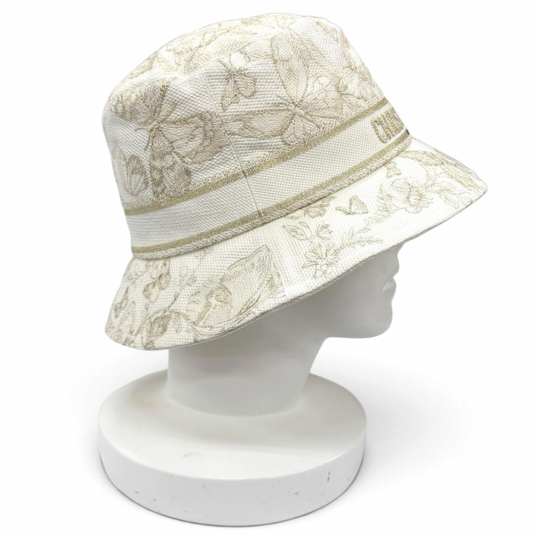 Pristine Christian Dior Toile de Jouy Embroidery Bucket Hat 57 41DTM923X131