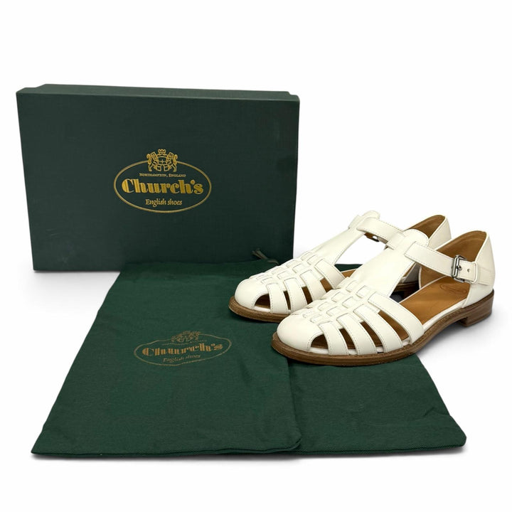 Excellent CHURCH'S Sandals KELSEY Gurka sandals white leather Women 38.5 DX0001