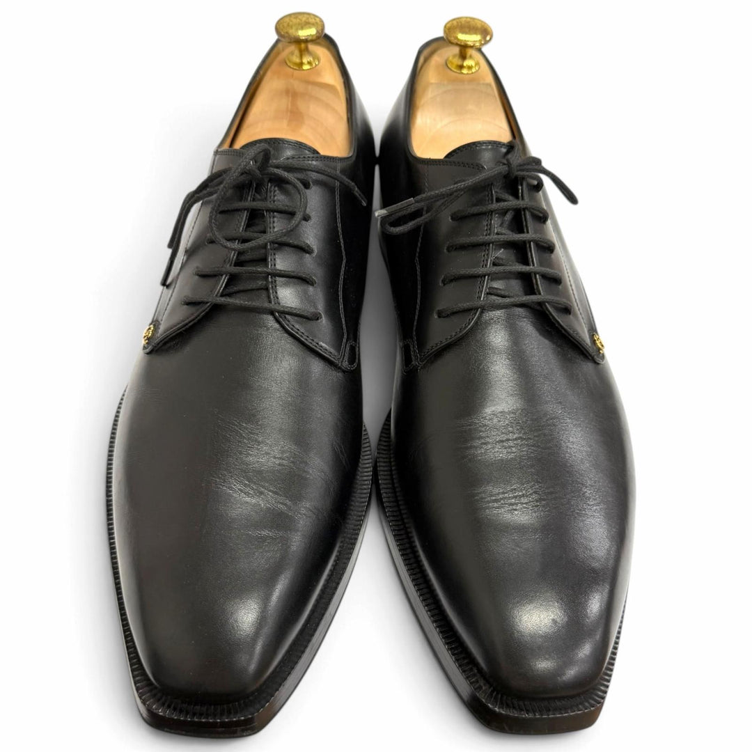 Excellent GUCCI Dress shoes Double G Plain Toe black leather mens 9.5 643621