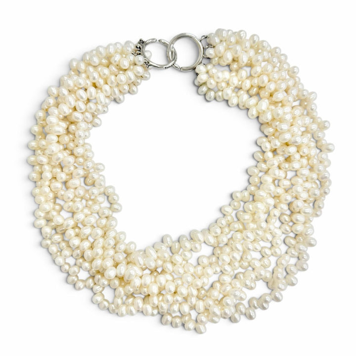 Great TIFFANY&Co. Necklace Torsade 8 stations white Freshwater pearl Women