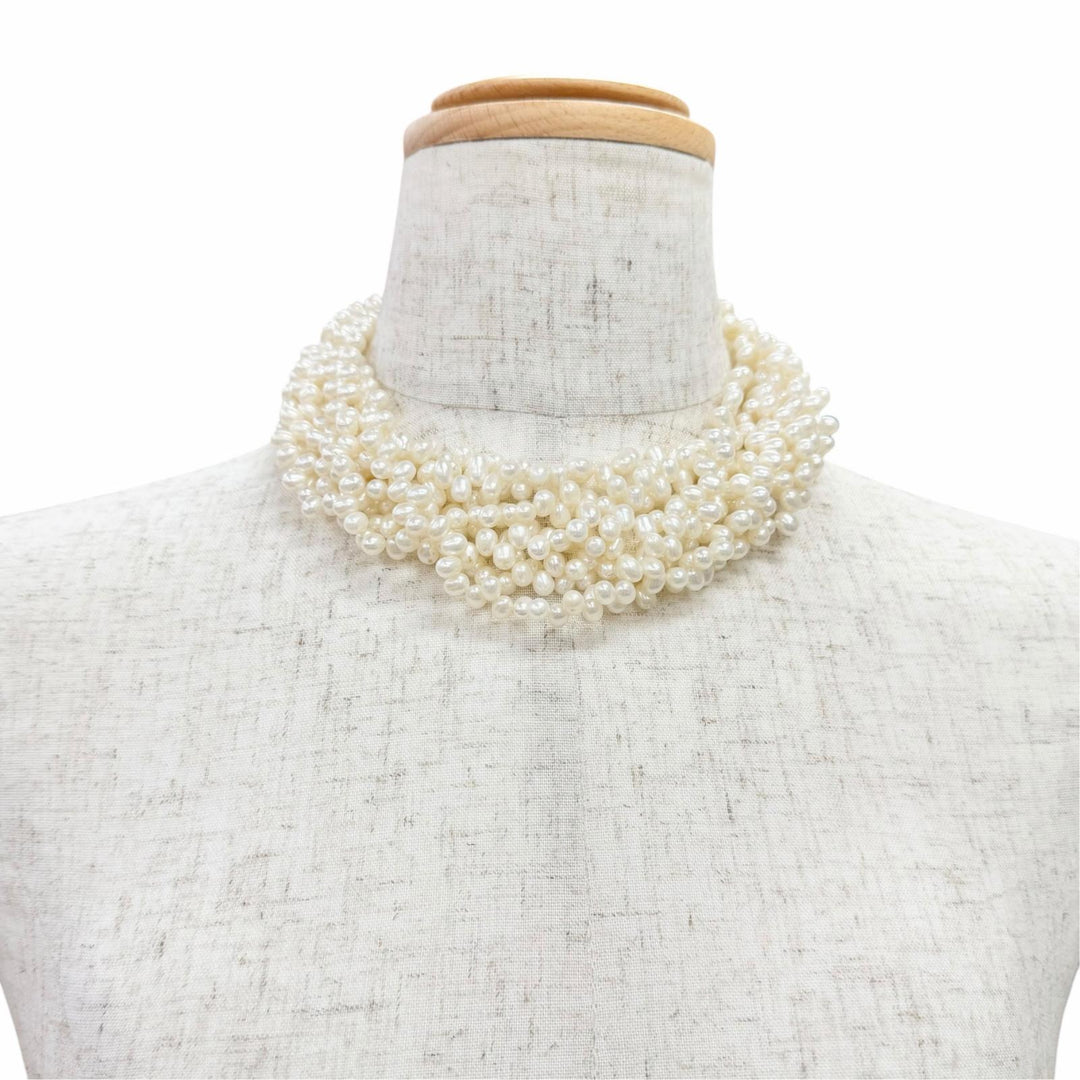 Great TIFFANY&Co. Necklace Torsade 8 stations white Freshwater pearl Women