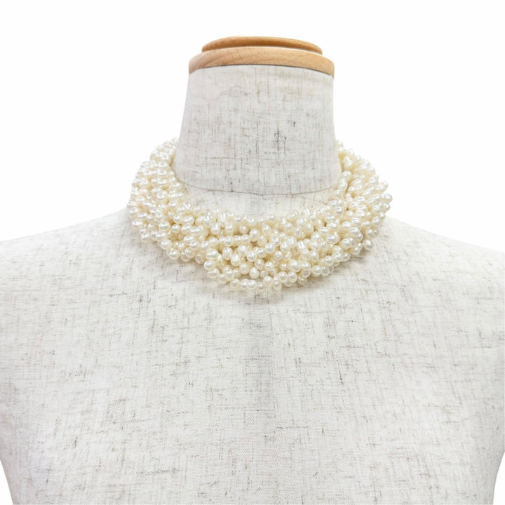 Great TIFFANY&Co. Necklace Torsade 8 stations white Freshwater pearl Women