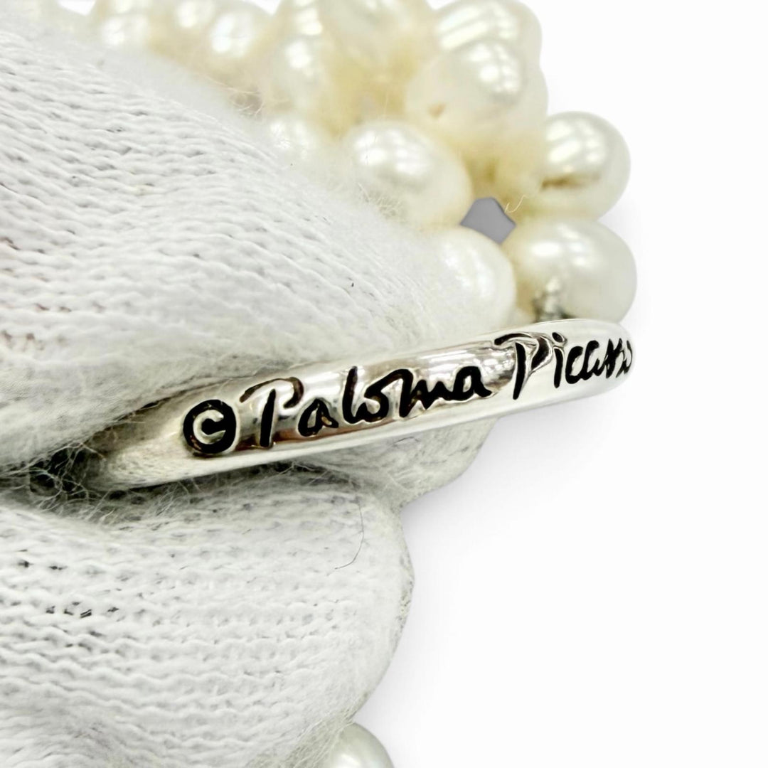 Great TIFFANY&Co. Necklace Torsade 8 stations white Freshwater pearl Women