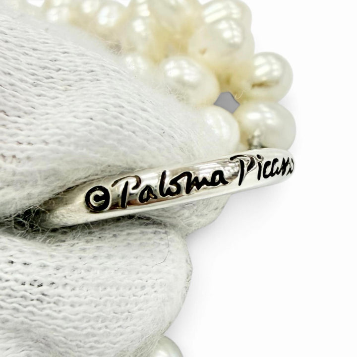 Great TIFFANY&Co. Necklace Torsade 8 stations white Freshwater pearl Women