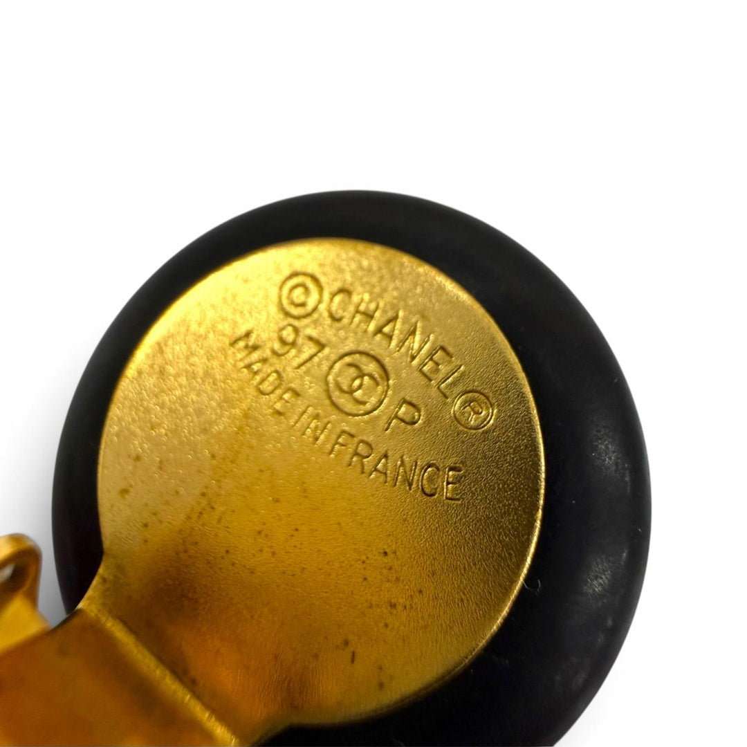 Excellent CHANEL Earring COCO Mark accessories black Women 97P