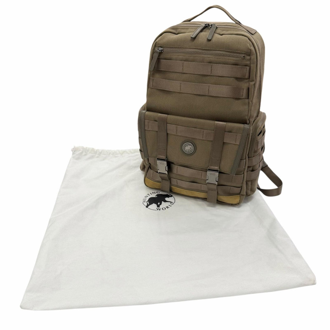 Excellent HUNTING WORLD Backpack Daypack Backpack khaki canvas mens