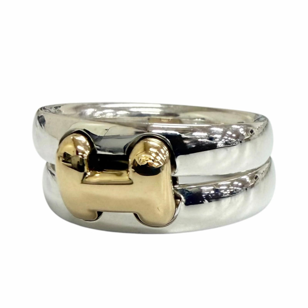 Excellent HERMES Ring ring Oramp H logo combination Silver mens 53