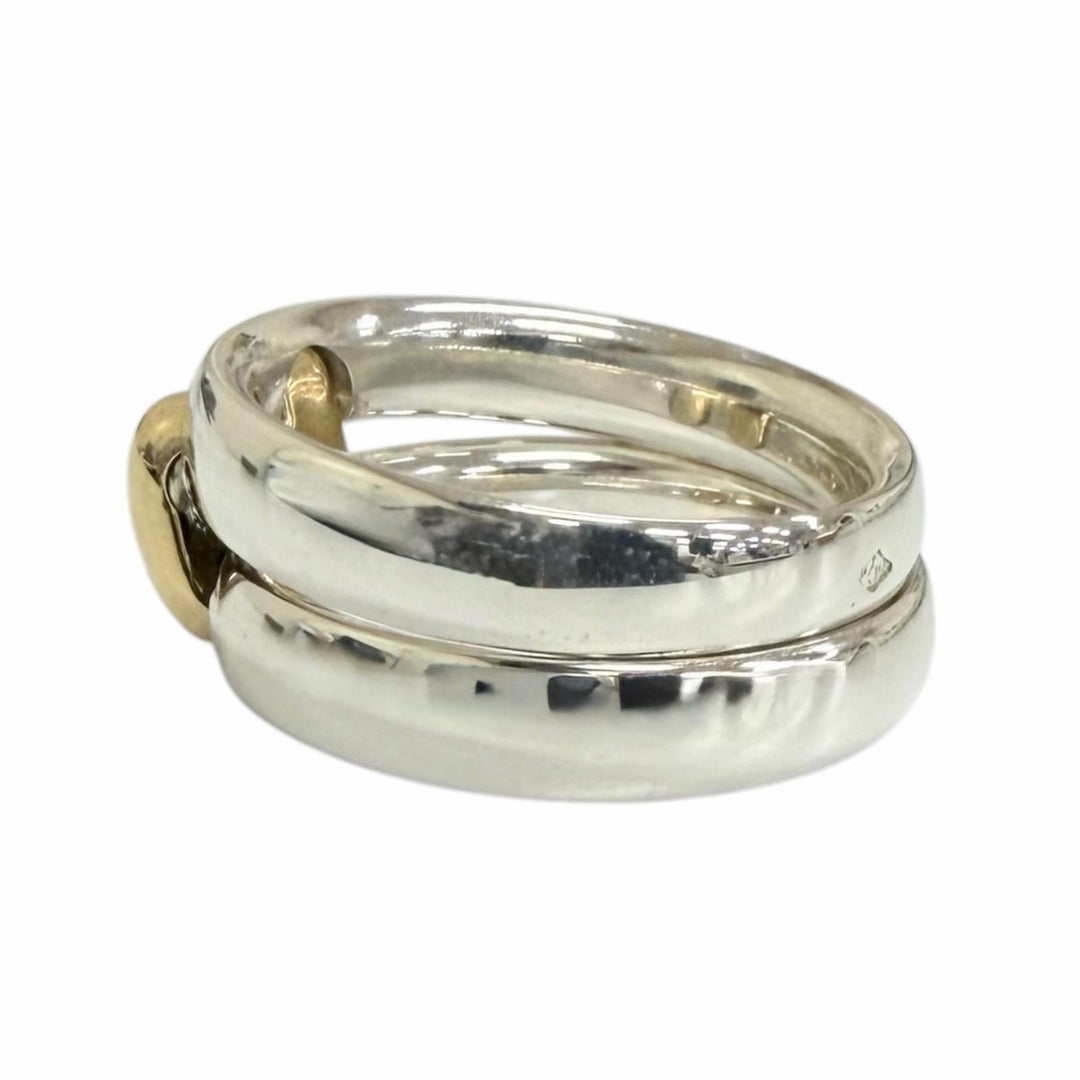 Excellent HERMES Ring ring Oramp H logo combination Silver mens 53