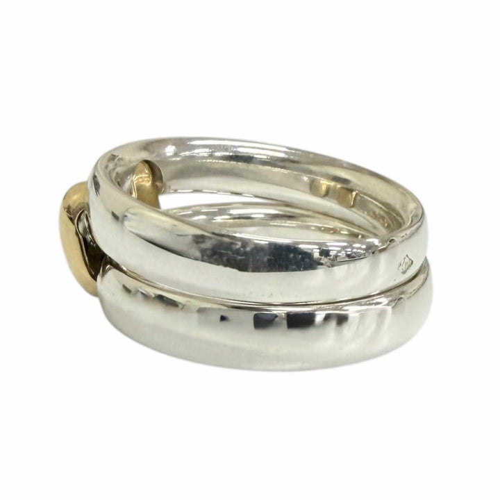 Excellent HERMES Ring ring Oramp H logo combination Silver mens 53