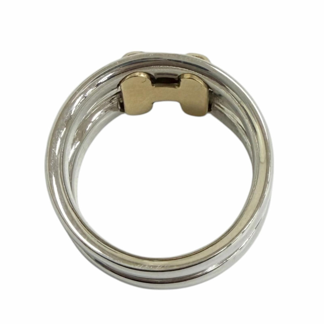 Excellent HERMES Ring ring Oramp H logo combination Silver mens 53