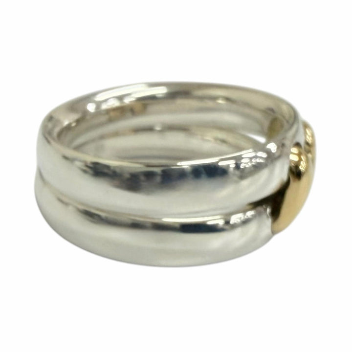 Excellent HERMES Ring ring Oramp H logo combination Silver mens 53