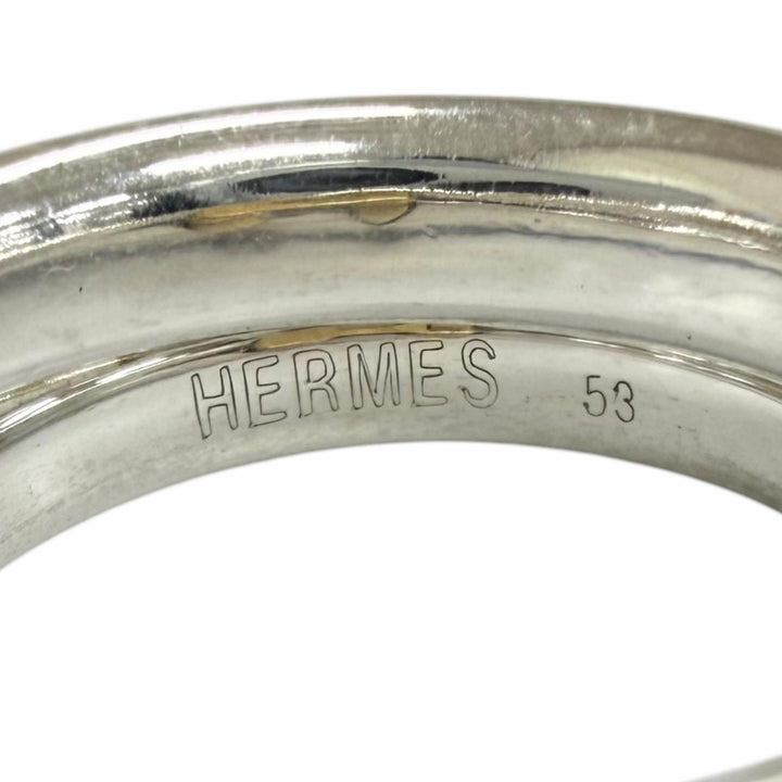 Excellent HERMES Ring ring Oramp H logo combination Silver mens 53