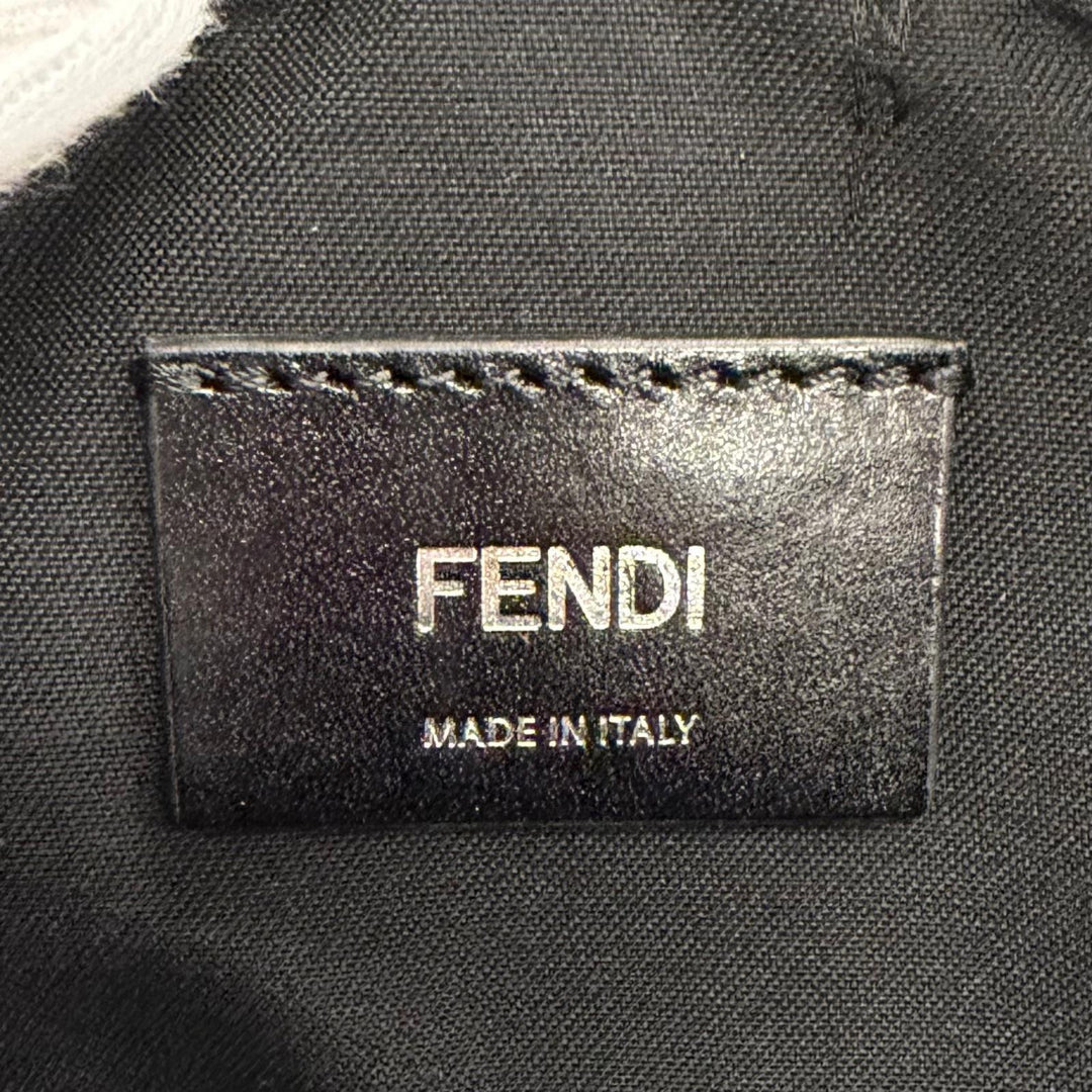 Great FENDI Shoulder Bag ZUCCA FF Logo Metal Camera Case black leather
