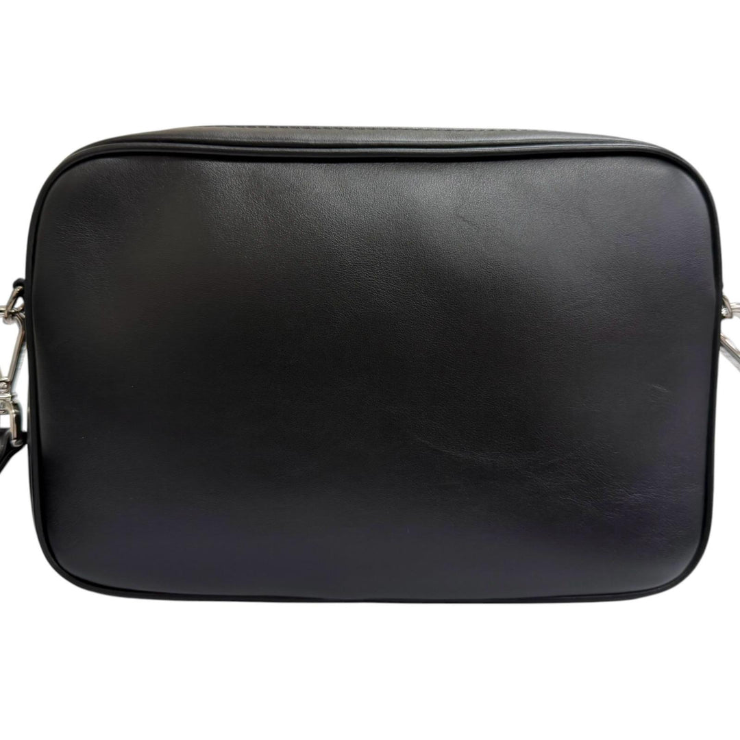 Great FENDI Shoulder Bag ZUCCA FF Logo Metal Camera Case black leather