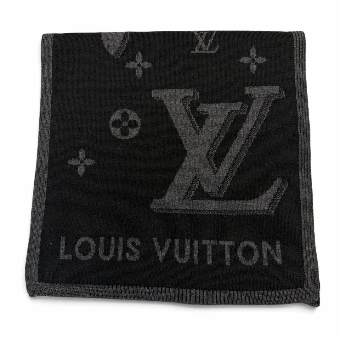 Excellent LOUIS VUITTON Scarf LV Galaxy Noir wool mens M93299