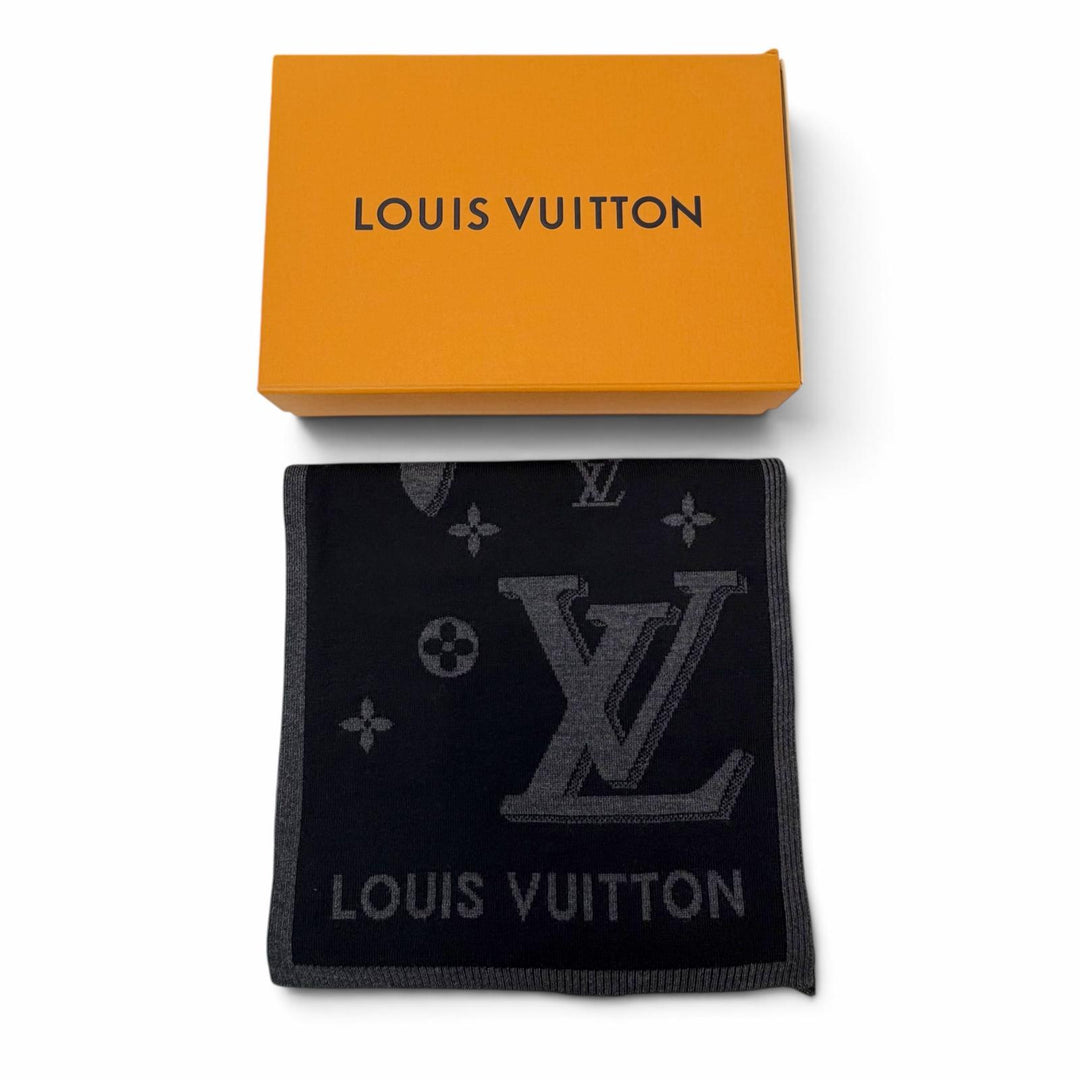 Excellent LOUIS VUITTON Scarf LV Galaxy Noir wool mens M93299