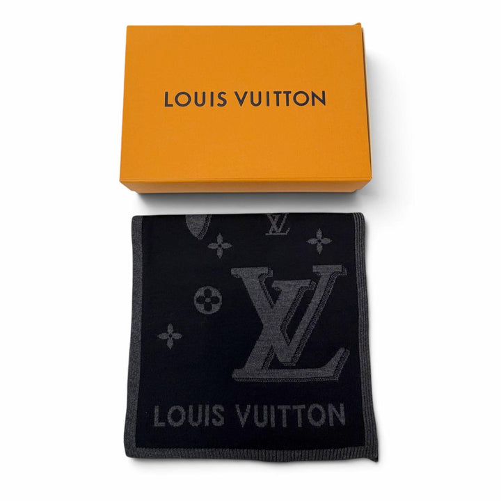 Excellent LOUIS VUITTON Scarf LV Galaxy Noir wool mens M93299