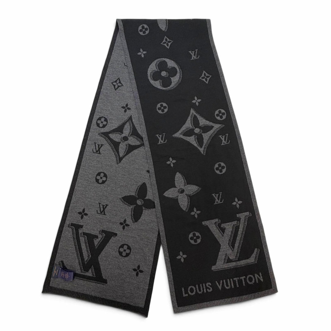 Excellent LOUIS VUITTON Scarf LV Galaxy Noir wool mens M93299