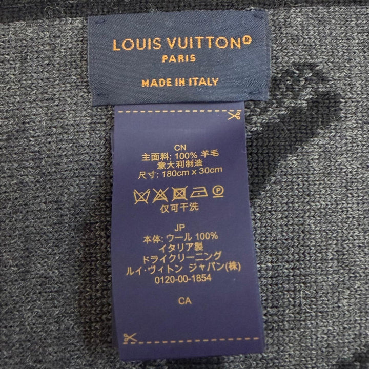 Excellent LOUIS VUITTON Scarf LV Galaxy Noir wool mens M93299