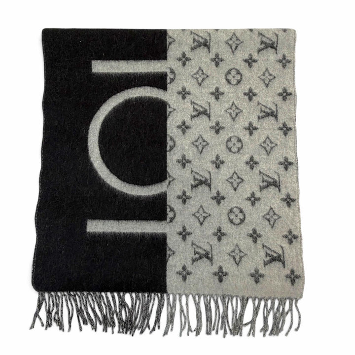 Excellent LOUIS VUITTON Scarf Esharp LV Split Monogrammed cashmere M70924