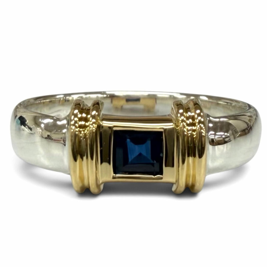 Excellent TIFFANY&Co. Ring ring Sapphire Square Silver 925 Women