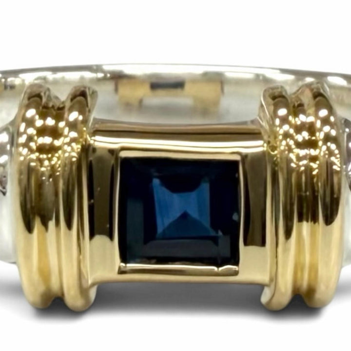 Excellent TIFFANY&Co. Ring ring Sapphire Square Silver 925 Women