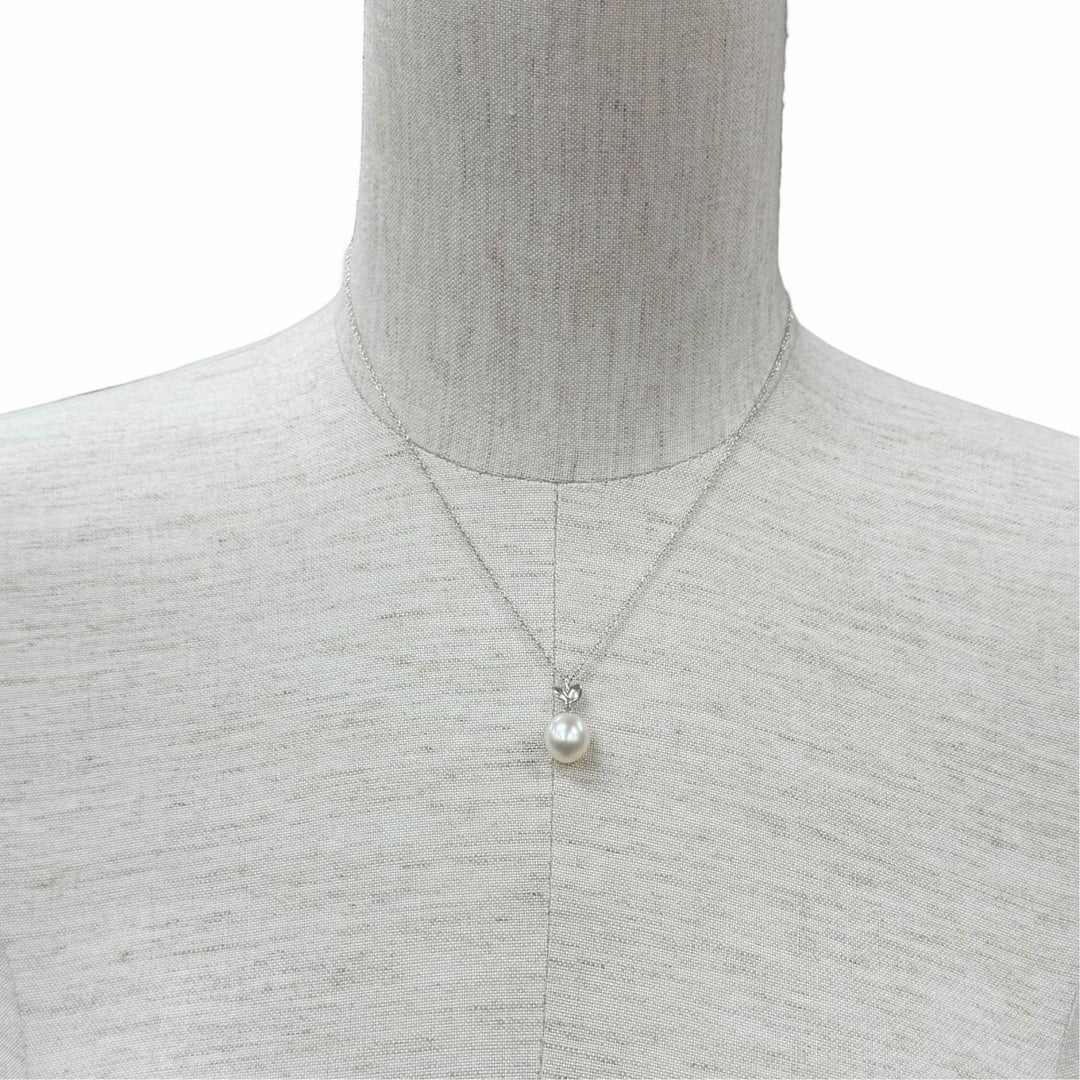Great TIFFANY&Co. Necklace Olive Leaf Pearl Pendant Silver 925 Women