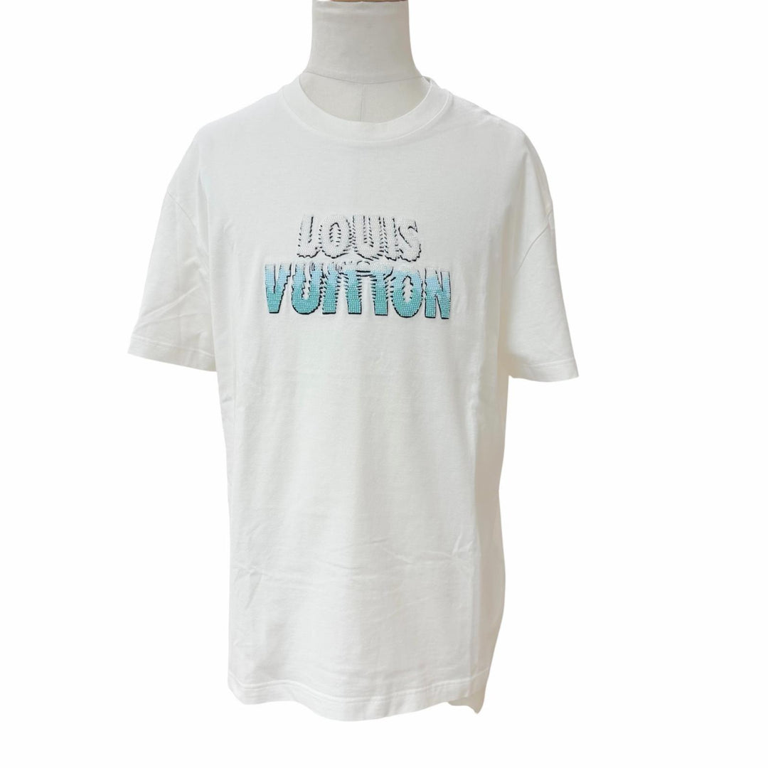Excellent LOUIS VUITTON Short sleeve T-shirt Embroidered white cotton mens M