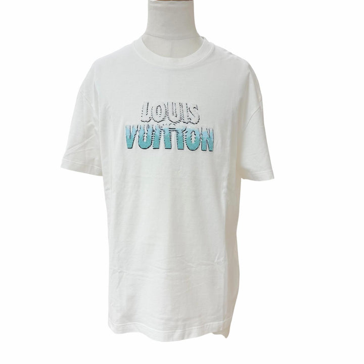 Excellent LOUIS VUITTON Short sleeve T-shirt Embroidered white cotton mens M
