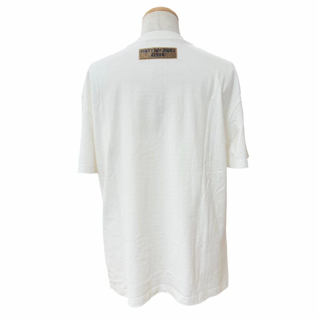 Excellent LOUIS VUITTON Short sleeve T-shirt Embroidered white cotton mens M