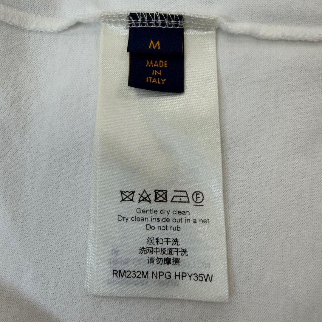 Excellent LOUIS VUITTON Short sleeve T-shirt Embroidered white cotton mens M