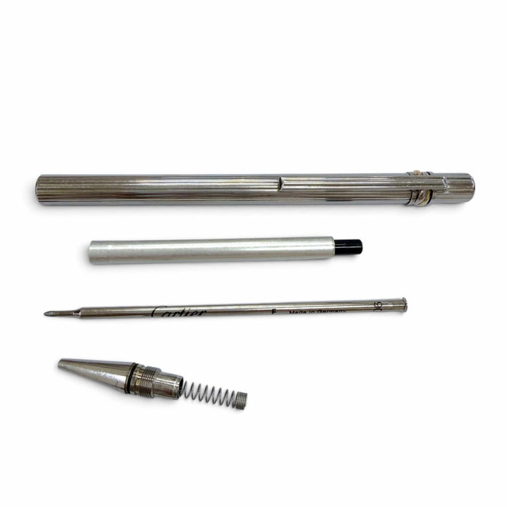 Very Good Cartier Ballpoint pen Trinity Stripe Twist Style Silver mens