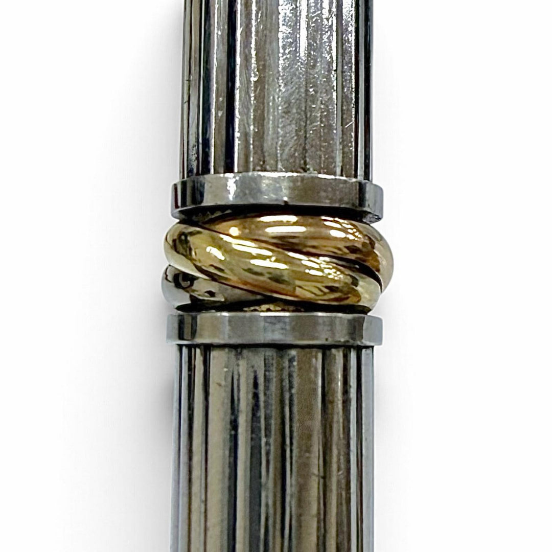 Very Good Cartier Ballpoint pen Trinity Stripe Twist Style Silver mens