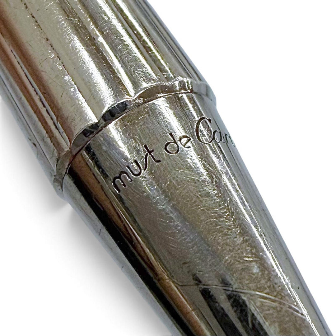 Very Good Cartier Ballpoint pen Trinity Stripe Twist Style Silver mens