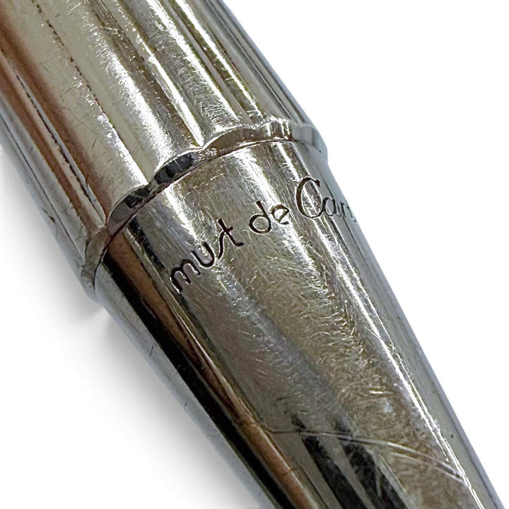 Very Good Cartier Ballpoint pen Trinity Stripe Twist Style Silver mens