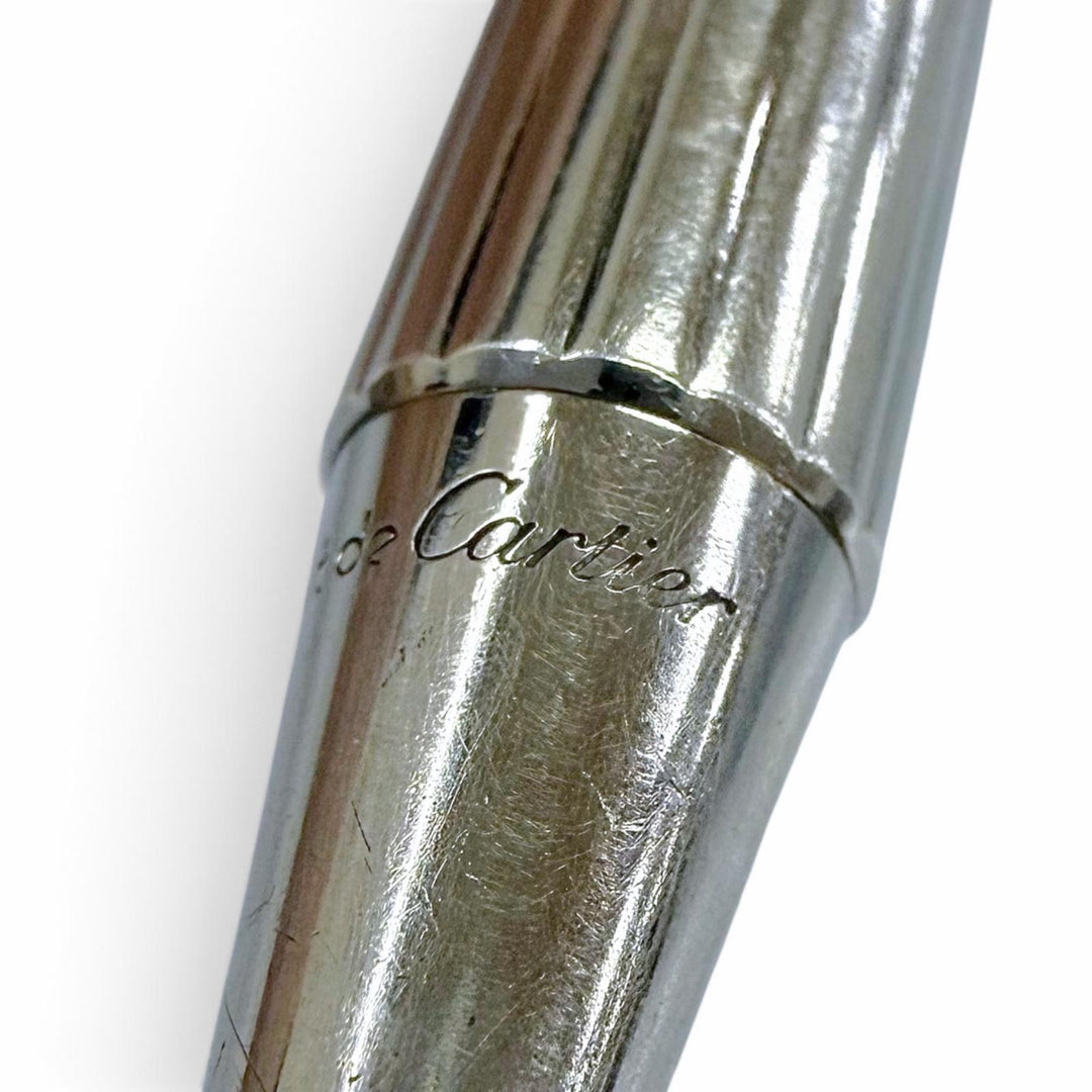 Very Good Cartier Ballpoint pen Trinity Stripe Twist Style Silver mens