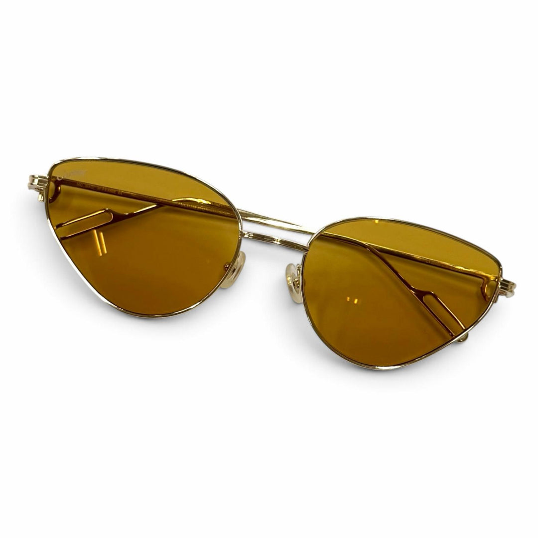 Pristine Cartier sunglasses Première de Cartier 2C Decor Cat's Eye gold CT0155S