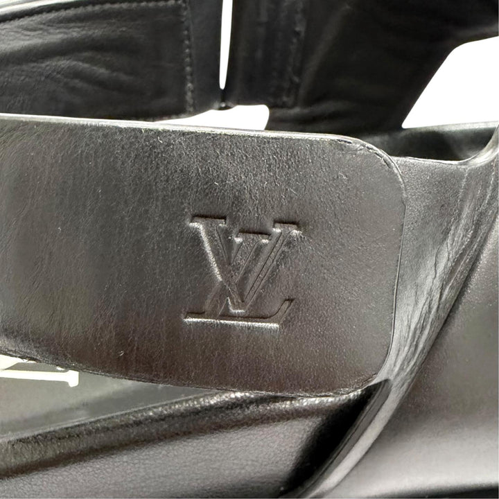 Great LOUIS VUITTON Sandals Mules, leather shower sandals, slide sandals black