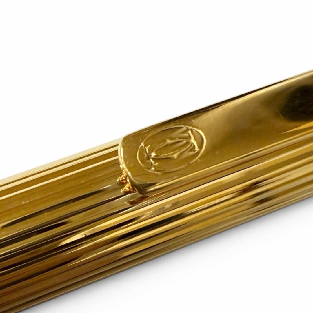 Great Cartier Ballpoint pen Must de Cartier Stripe Pattern Twist Type gold