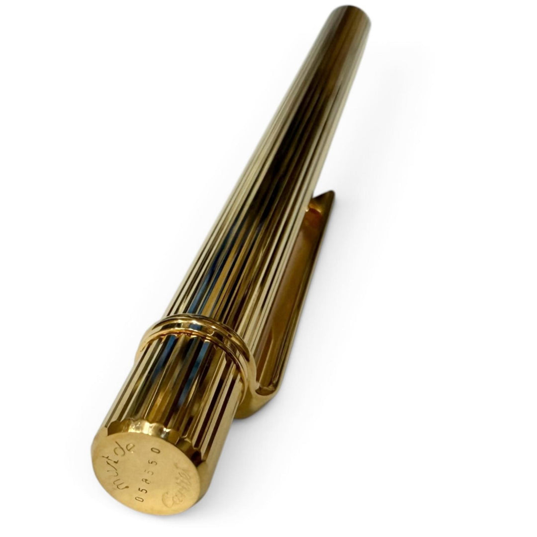 Great Cartier Ballpoint pen Must de Cartier Stripe Pattern Twist Type gold