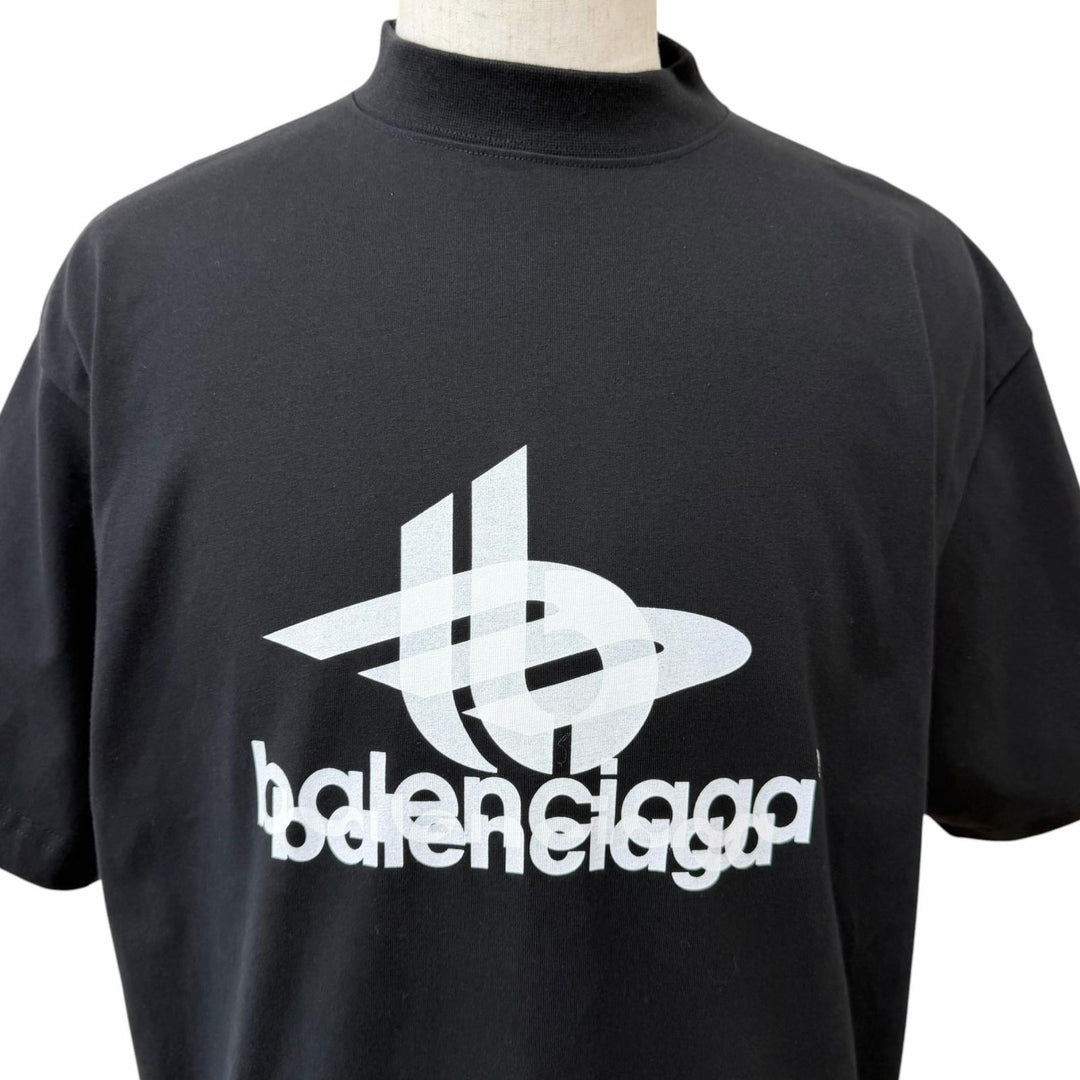 Excellent BALENCIAGA Short sleeve T-shirt Layered Sports logo Tee black