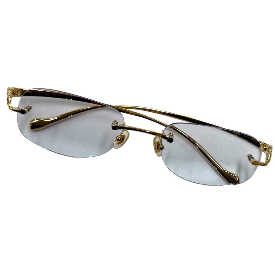 Excellent Cartier Glasses PANTHERE Rimless Two-Point Glasses gold Women