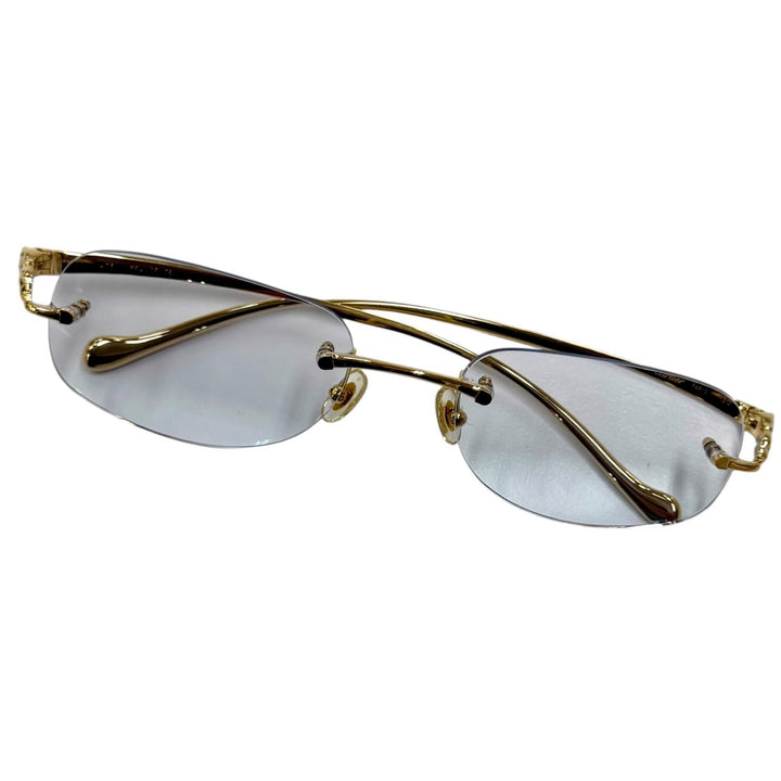 Excellent Cartier Glasses PANTHERE Rimless Two-Point Glasses gold Women