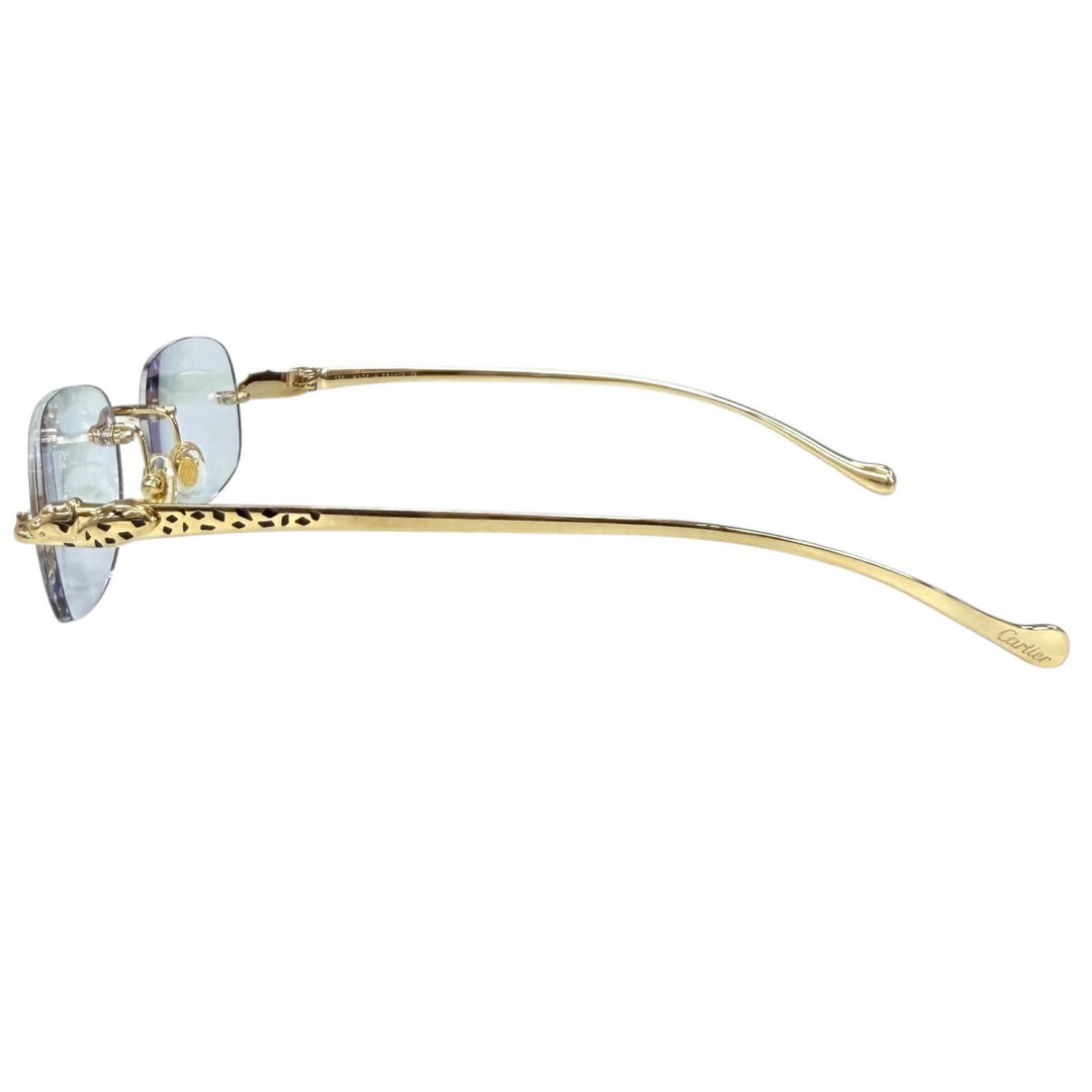 Excellent Cartier Glasses PANTHERE Rimless Two-Point Glasses gold Women