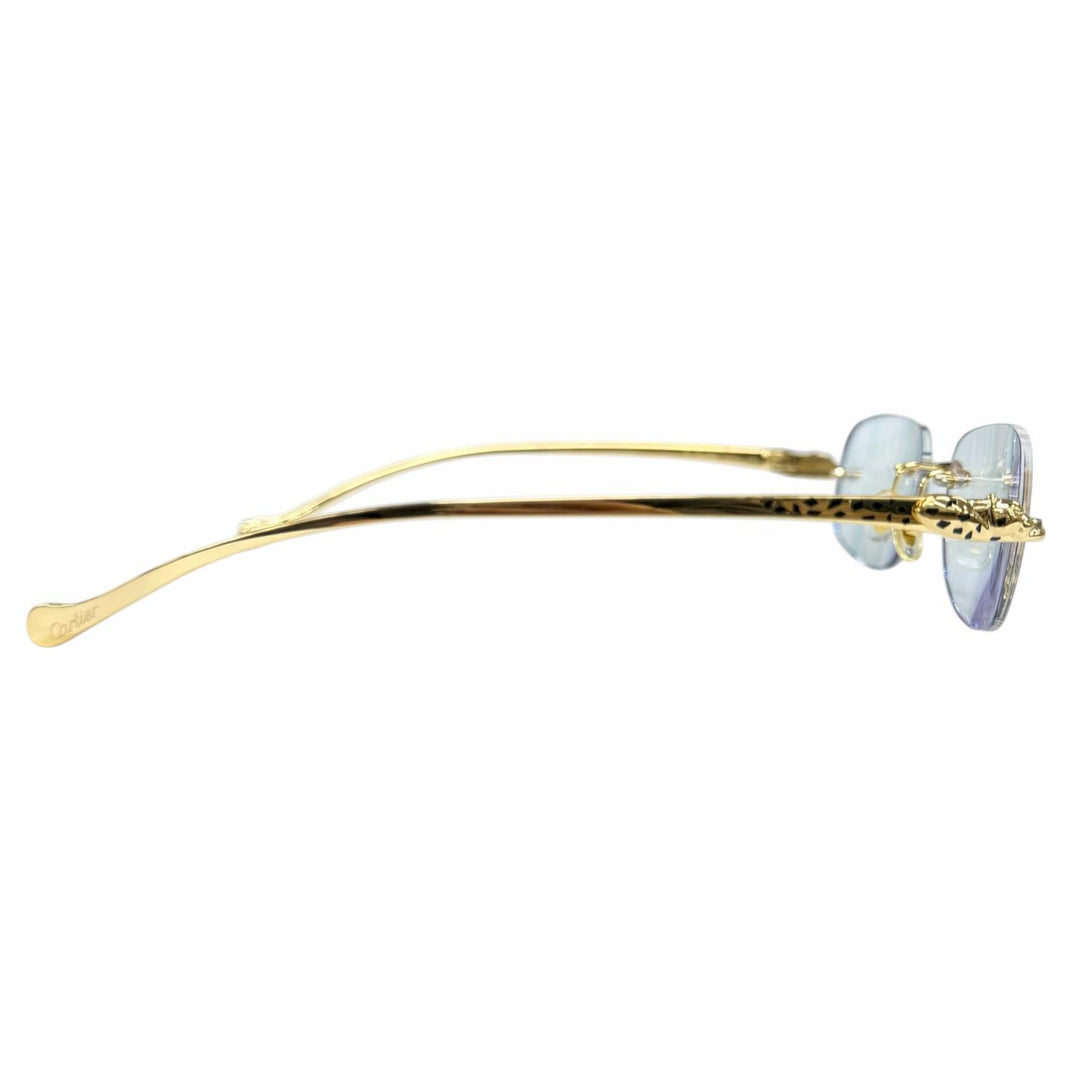 Excellent Cartier Glasses PANTHERE Rimless Two-Point Glasses gold Women