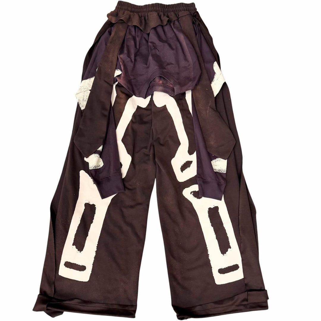 Pristine SANKUANZ Pants Skeleton Print Deconstructed Sweat pants Bone Sweat
