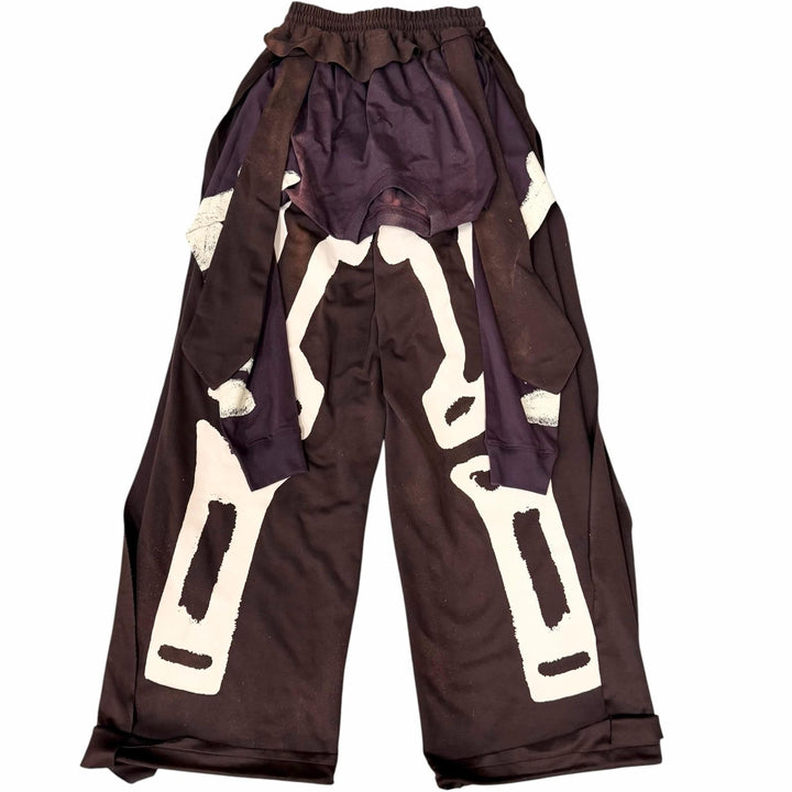 Pristine SANKUANZ Pants Skeleton Print Deconstructed Sweat pants Bone Sweat