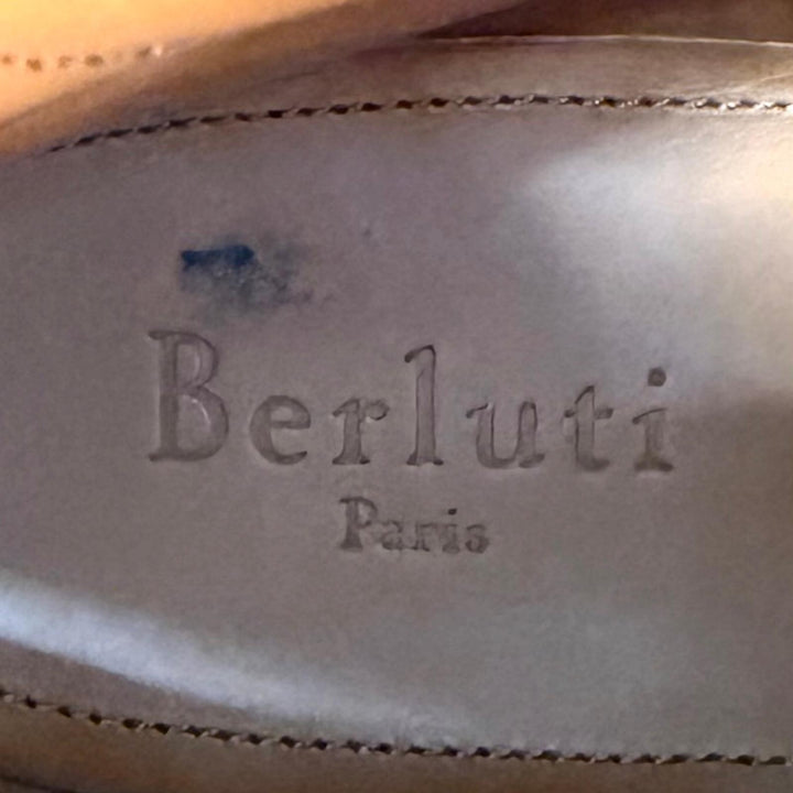 Great BERLUTI boots Scars Scritto Demeurs Leather Brown leather mens 8.5