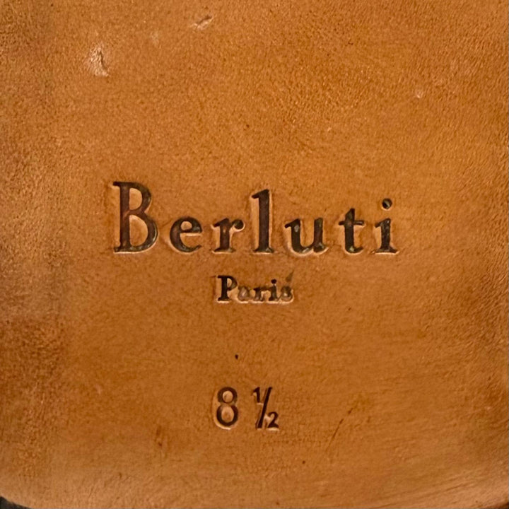 Great BERLUTI boots Scars Scritto Demeurs Leather Brown leather mens 8.5