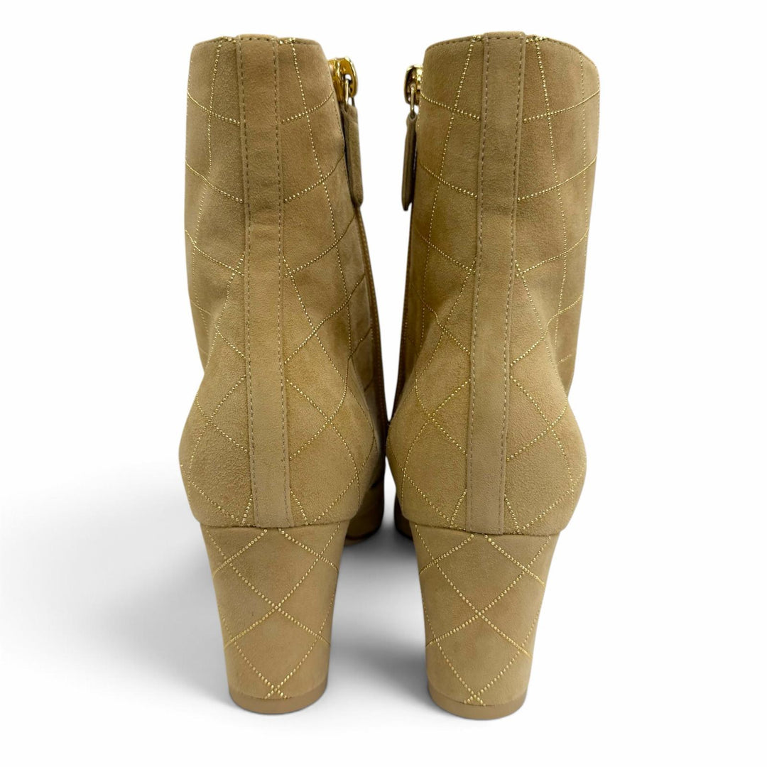 Excellent CHANEL short boots COCO Mark Matelasse Bicolor Suede leather 37 G46209